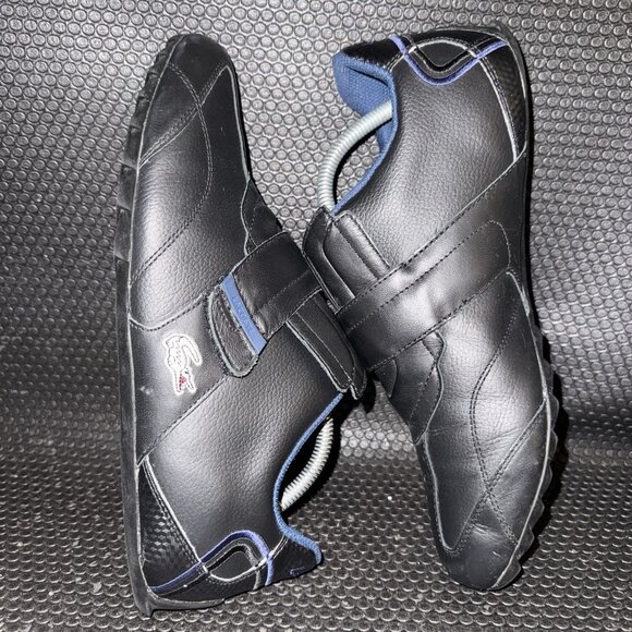 Lacoste Swerve SU SPM Black Leather Blue Sport Book And Loop Shoes Men’s Size 10 - Picture 5 of 8